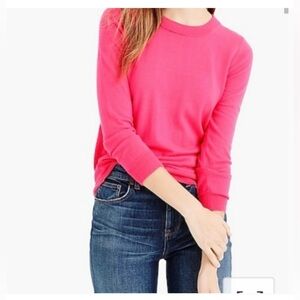 J. Crew Merino Wool Rose Pink Fuchsia Lightweight Long sleeves Knit Top Size S